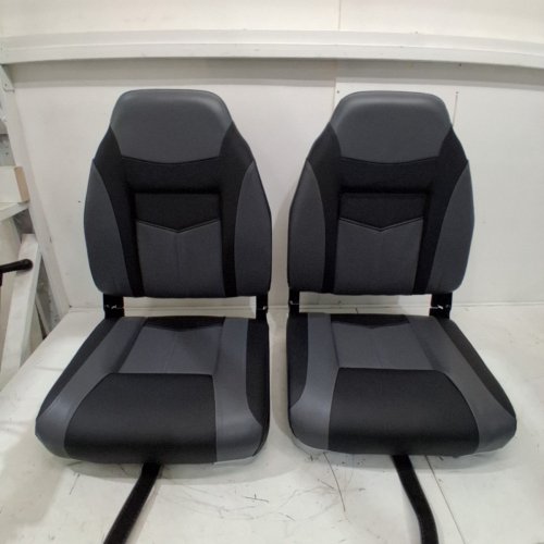 2PK COSTWAY HIGH BACK FOLDING BOAT SEATS WITH SPONGE CUSHION AND FLEXIBLE HINGES - BLACK/GREY (MODEL:NP10522DK-2) image 2