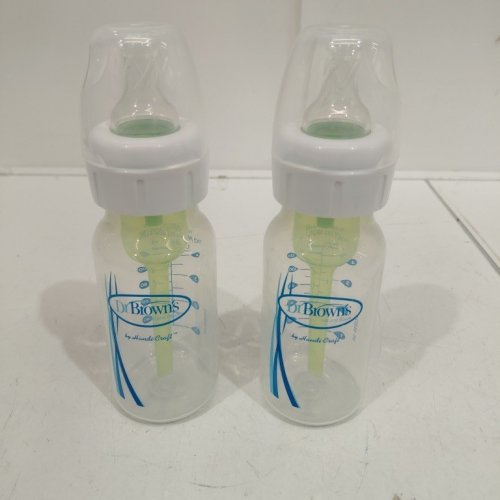 2PK DR BROWN'S ANTI-COLIC OPTIONS+ PLASTIC BABY BOTTLES - 4 OZ / 120 ML - CLEAR/GREEN (MODEL: SB42600-CA) image 2