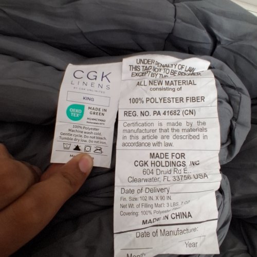 CGK LINENS PREMIUM QUALITY GOOSE DOWN COMFORTER - KING - 102" X 90" - DARK GREY image 2