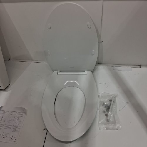 KOHLER CARBYNE QUIET-CLOSE ELONGATED TOILET SEAT SOFT CLOSE WITH GRIP TIGHT BUMPERS, THERMOSET PLASTIC - 19 3/8" WHITE (MODEL: 30780-0) image 2