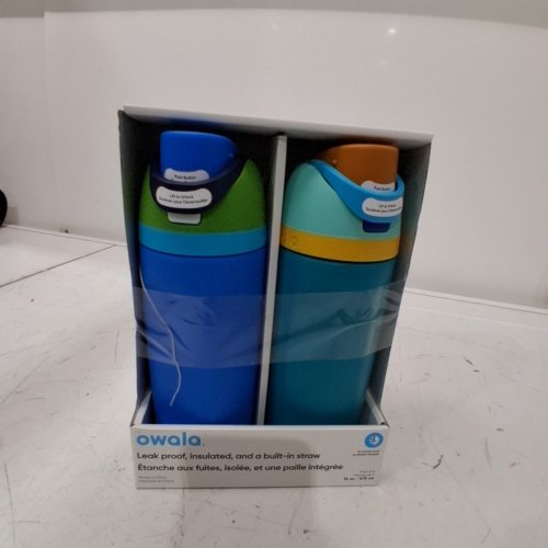 2PK OWALA FREESIP STAINLESS STEEL WATER BOTTLE - 16OZ - BLUE image 4