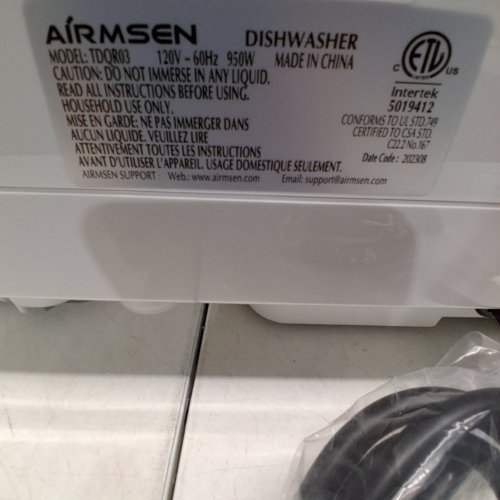 AIRMSEN PORTABLE MINI COUNTERTOP DISHWASHER WITH LED DISPLAY - 5L WATER USAGE - BLACK/WHITE (MODEL: TDQR03) image 8