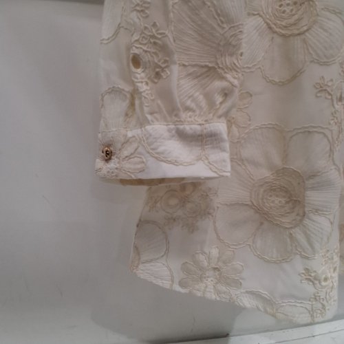 WOMEN'S BARILOCHE LACE EMBROIDERED BLOUSE - SMALL / MEDIUM - 38 - OFF-WHITE / FLORAL (STYLE : BIEL) image 3
