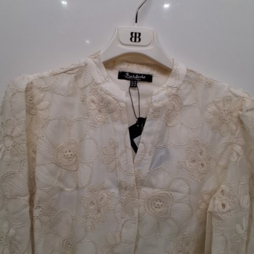 WOMEN'S BARILOCHE LACE EMBROIDERED BLOUSE - SMALL / MEDIUM - 38 - OFF-WHITE / FLORAL (STYLE : BIEL) image 4