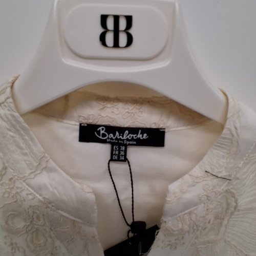 WOMEN'S BARILOCHE LACE EMBROIDERED BLOUSE - SMALL / MEDIUM - 38 - OFF-WHITE / FLORAL (STYLE : BIEL) image 5