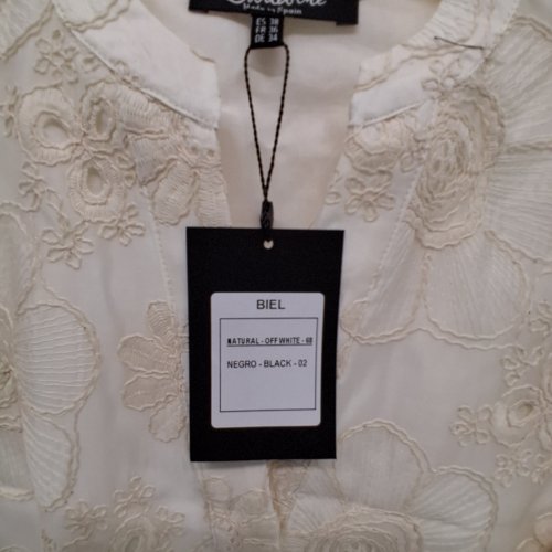 WOMEN'S BARILOCHE LACE EMBROIDERED BLOUSE - SMALL / MEDIUM - 38 - OFF-WHITE / FLORAL (STYLE : BIEL) image 6