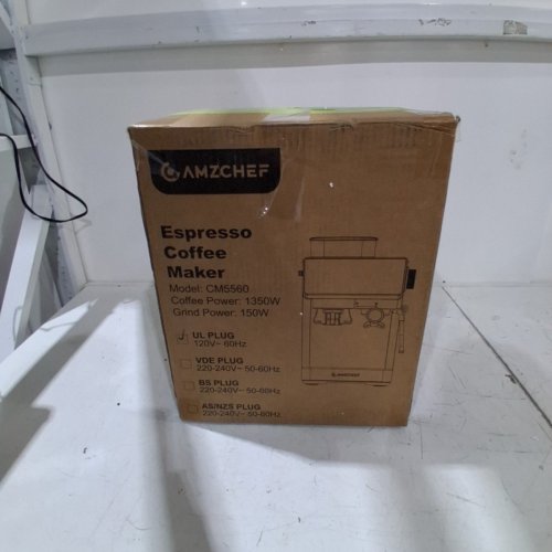 AMZCHEF HOT & COLD BREW ESPRESSO MACHINE WITH BUILT IN ADJUSTABLE GRINDER - BLACK/STAINLESS - (MODEL: CM5560) image 7