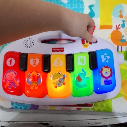 FISHER-PRICE DELUXE KICK & PLAY PIANO GYM AND MARACAS - GREEN - (MODEL: FVY57) image 2