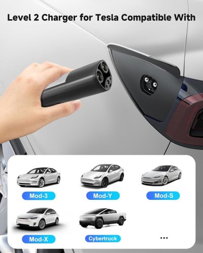 SEGUMA LEVEL 2 IP65 PORTABLE EV ELECTRIC VEHICLE CHARGER FOR TESLA - 32 AMP - 7.68 KW - 25FT - BLACK (MODEL: EV-ACS3202T) image 5