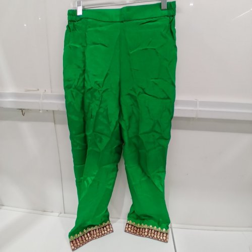 TAHARA EMBROIDERED CUFF PANTS - MEDIUM - GREEN image 2