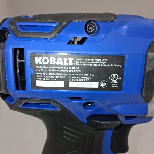 KOBALT BRUSHLESS IMPACT DRIVER - *TOOL ONLY* - 24 V, 0-850/2000/2700 RPM - BLUE / BLACK (MODEL: KID 324B-03) image 2