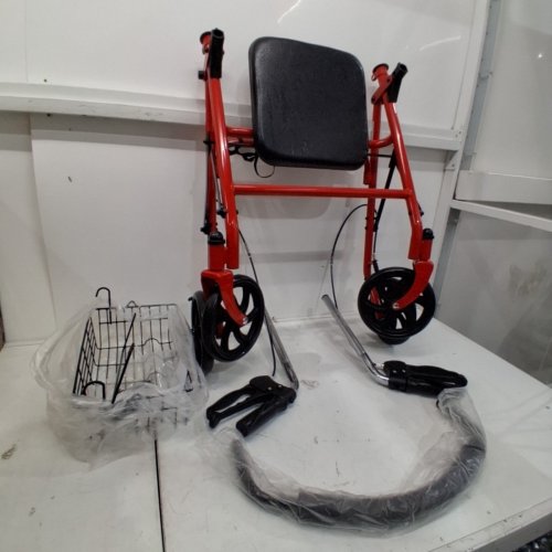 GUARDIAN BASIC STEEL ROLLATOR WITH 8'' WHEELS AND BASKET RED (MODEL:MDS86860ERS8) image 2