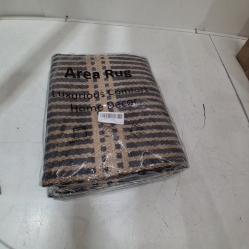 LIVEBOX JUTE NON-SLIP WASHABLE BOHO RUG - 3FT X 5FT - BLACK/BROWN image 4