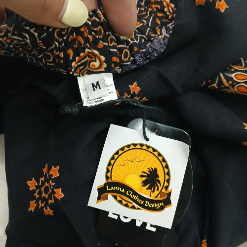 WOMEN'S LANNACLOTHESDESIGN PALAZZO WIDE LEG HAREM PANTS - MEDIUM - BLACK, ORANGE & WHITE image 2