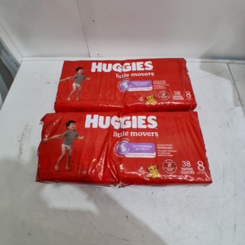 76PK HUGGIES LITTLE MOVERS BABY DIAPERS - SIZE 8 image 2