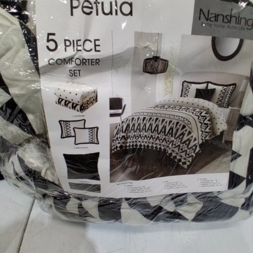 5PC NANSHING PETULA COMFORTER SET - QUEEN - BLACK /WHITE (STYLE: PETULA) image 2