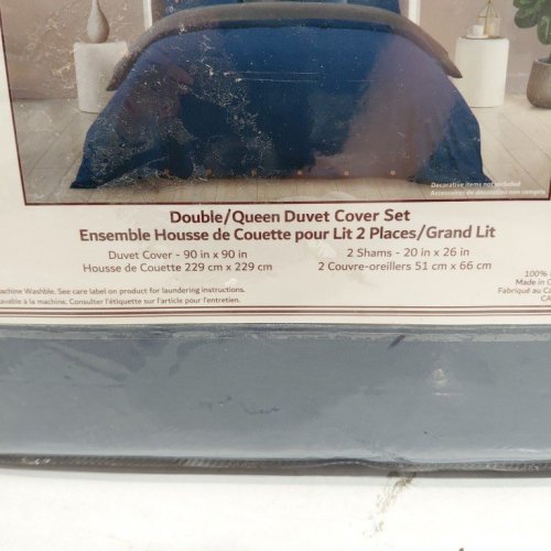 3PC KRINKLE DUVET COVER AND PILLOW SHAM SET - QUEEN (90" X 90") - NAVY BLUE (MODEL: KKDV3-001-FQCH) image 3