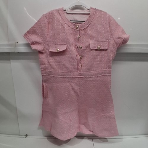 SHORT SLEEVE ELEGANT DRESS - LARGE - PINK image 2