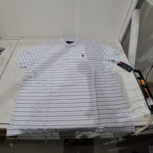 MEN'S U.S. POLO ASSN. STRIPED POLO SHIRT - EXTRA LARGE - WHITE image 2