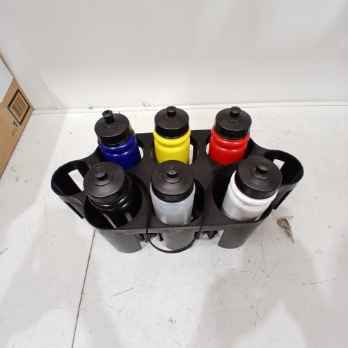 6PK LINEWOOD HOCKEY WATER BOTTLES WITH CARRYING CASE - 800ML - MULTI-COLOUR image 2