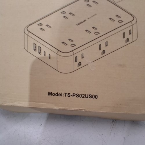 TESSAN FLAT PLUG SURGE PROTECTOR POWER BAR - 5FT - WHITE/GREY (MODEL: TS-PS02US00) image 2