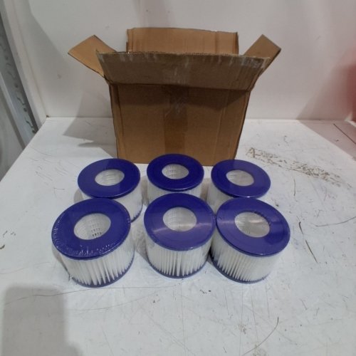 6PK POOL FILTER REPLACEMENTS - 4.1" X 3.2" - FITS VARIOUS MODELS - WHITE/BLUE (MODEL : 450AZJVJ4KAD) image 2