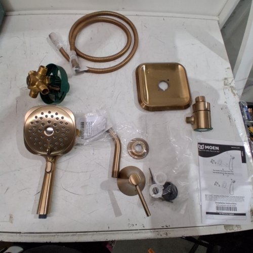 MOEN RONAN SINGLE-HANDLE MODERN SHOWER FAUCET WITH SQUARE HANDHELD RAIN SHOWER SPRAY HEAD FEATURING MAGNETIX - BRONZED GOLD - (MODOEL: 82023BZG) image 2