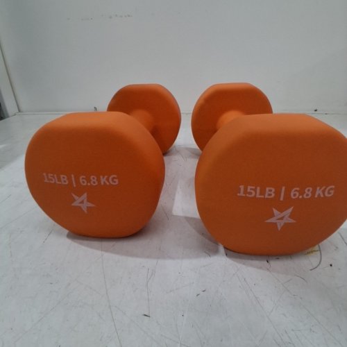 2PK YES4ALL NEOPRENE COATED DUMBBELLS HAND WEIGHT - 15LBS - ORANGE image 3