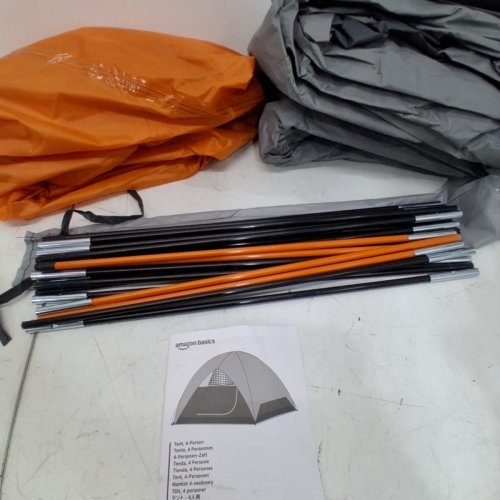 AMAZON BASICS INSTANT CAMPING TENT WITH RAINFLY - 4 PERSON - ORANGE / GREY image 5