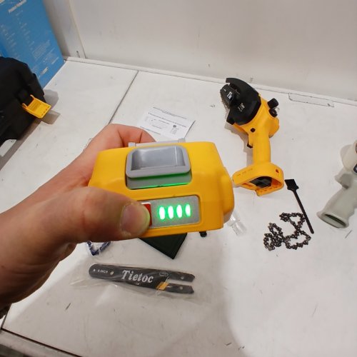 TIETOC 6" CORDLESS MINI HANDHELD CHAINSAW SUPER WITH 2X 21V BATTERIES & CARRIER CASE - YELLOW image 2