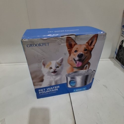 GROOKPET STAINLESS STEEL PET WATER DRINKING FOUNTAIN - 7L - SILVER - (MODEL: S13) image 5