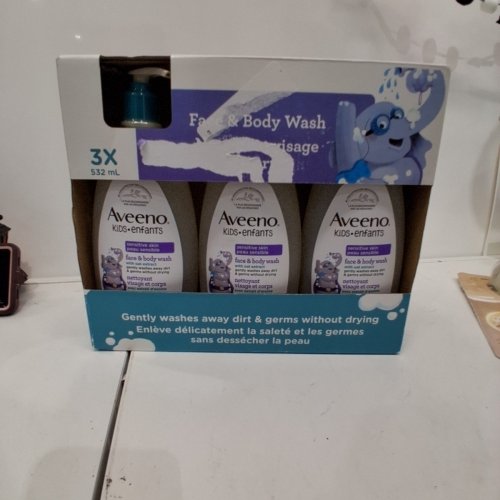 3PK AVEENO KIDS FACE & BODY WASH WITH OAT EXTRACT - SENSITIVE SKIN - 532ML/EACH image 3