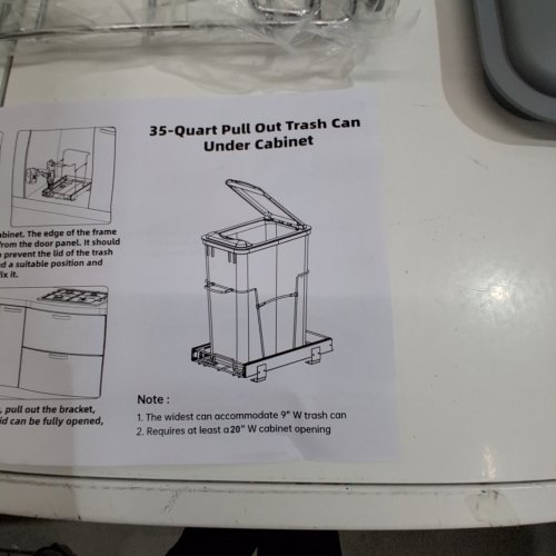 PULL OUT UNDER CABINET TRASH CAN WITH LID - 35QT - GREY/CHROME image 4