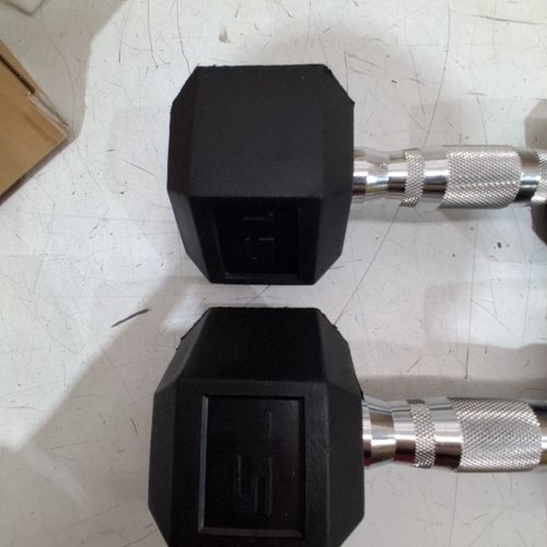 2PK CAP BARBELL CAST IRON COATED HEX DUMBBELL - 15LBS EACH (MODEL: SDRIS-015) image 3