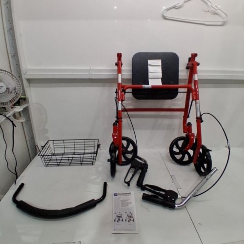 MEDLINE GUARDIAN BASIC STEEL ROLLATOR WITH 8" WHEELS ROLLING WALKER - 300LB CAPACITY - RED (MODEL: MDS86860ERS8) image 2