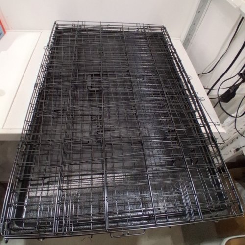 YAHEETECH FOLDABLE DOUBLE DOOR DOG CRATE WITH REMOVABLE TRAY, PERFECT FROM PUPPY'S TO ADULTS - 42" X 24" X 26" - BLACK (MODEL: 593333/614627 BLACK) image 2