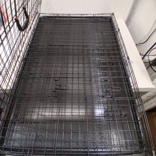 YAHEETECH FOLDABLE DOUBLE DOOR DOG CRATE WITH REMOVABLE TRAY, PERFECT FROM PUPPY'S TO ADULTS - 42" X 24" X 26" - BLACK (MODEL: 593333/614627 BLACK) image 3