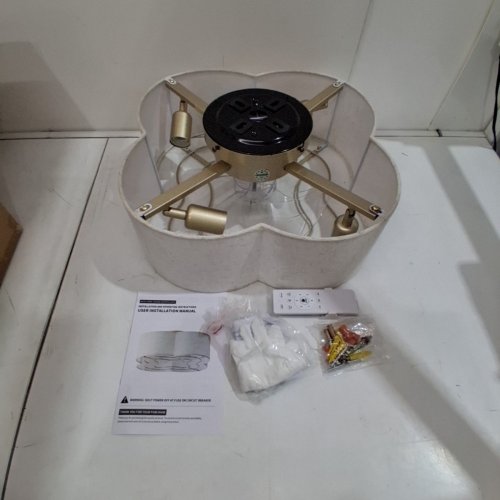 GRYALCY BOHO CEILING FAN WITH LIGHT AND REMOTE CONTROL - 20" - BEIGE (MODEL: FS-BG12) image 3