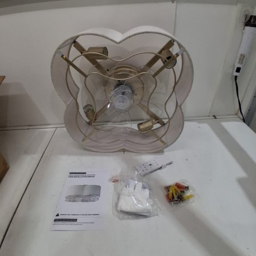 GRYALCY BOHO CEILING FAN WITH LIGHT AND REMOTE CONTROL - 20" - BEIGE (MODEL: FS-BG12) image 4