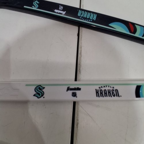 FRANKLIN SPORTS NHL SEATTLE KRAKEN MINI HOCKEY SET - ONE LEFT HAND AND ONE RIGHT HAND STICK - BLACK,/WHITE/TEAL image 3