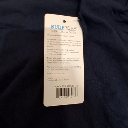 MEN'S DUDE ROBE REVERSIBLE HOODIE - SMALL - NAVY (STYLE: F25HOODIE) image 4
