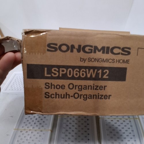 12PK SONGMICS STACKABLE SHOE STORAGE ORGANIZERS - 12.4" X 8.8" X 5.3" - WHITE /TRANSPARENT (MODEL: ULSP12SWT) image 2
