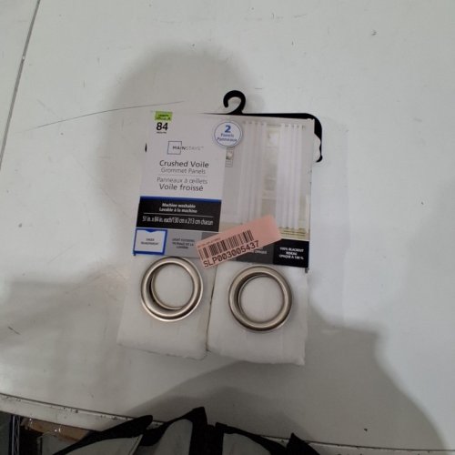 (2 PANEL) MAINSTAYS CRUSHED VOILE SHEER GROMMET CURTAINS - 51" X 84" - WHITE image 2