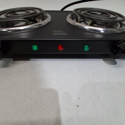 SALTON PORTABLE WIRED ELECTRIC HOT PLATE DOUBLE BURNER COOKTOP - 2X 900W - BLACK (MODEL: HP1941) image 2