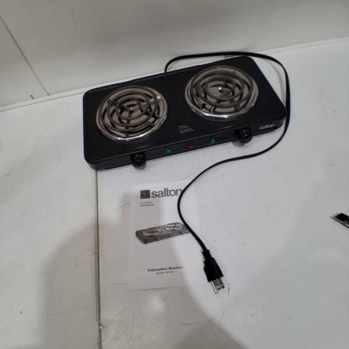 SALTON PORTABLE WIRED ELECTRIC HOT PLATE DOUBLE BURNER COOKTOP - 2X 900W - BLACK (MODEL: HP1941) image 3