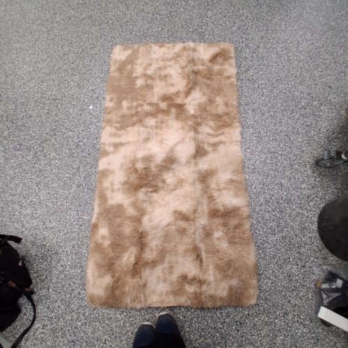 SOFT PLUSH FUZZY RUG/MAT WITH NON SLIP FLOOR PADS - 2FT 8" X 5FT 4" - TAN/BEIGE ABSTRACT PATTERN image 2