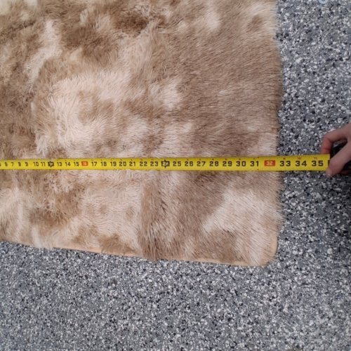 SOFT PLUSH FUZZY RUG/MAT WITH NON SLIP FLOOR PADS - 2FT 8" X 5FT 4" - TAN/BEIGE ABSTRACT PATTERN image 3