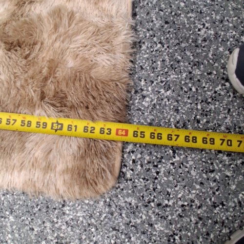 SOFT PLUSH FUZZY RUG/MAT WITH NON SLIP FLOOR PADS - 2FT 8" X 5FT 4" - TAN/BEIGE ABSTRACT PATTERN image 4