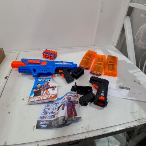 ZURU XSHOT MOTORIZED CLIP MANIA BLASTER WITH MULTI CHARGERS - BLUE AND ORANGE (STYLE: INSANITY) image 2