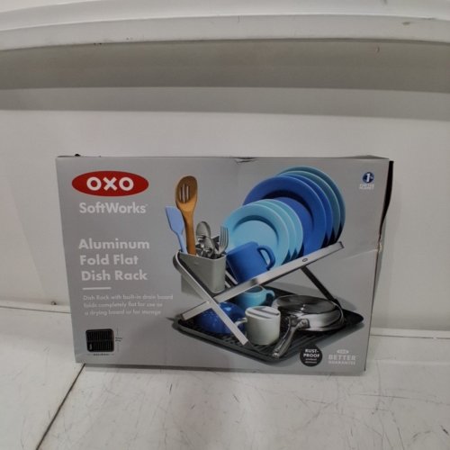 OXO GOOD GRIPS ALUMINUM FOLD FLAT DISH RACK - BLACK/GREY image 3